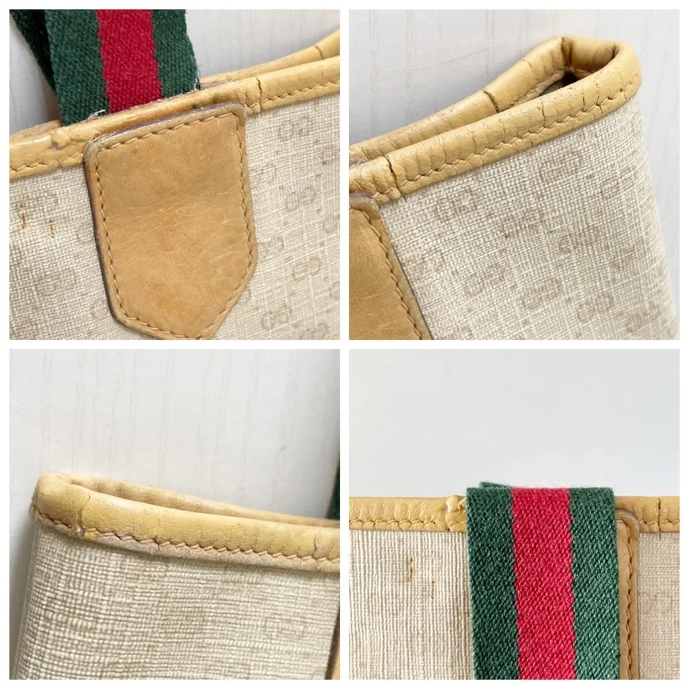 Gucci vintage micro Guccissima monogram canvas and leather Italian stripe bag